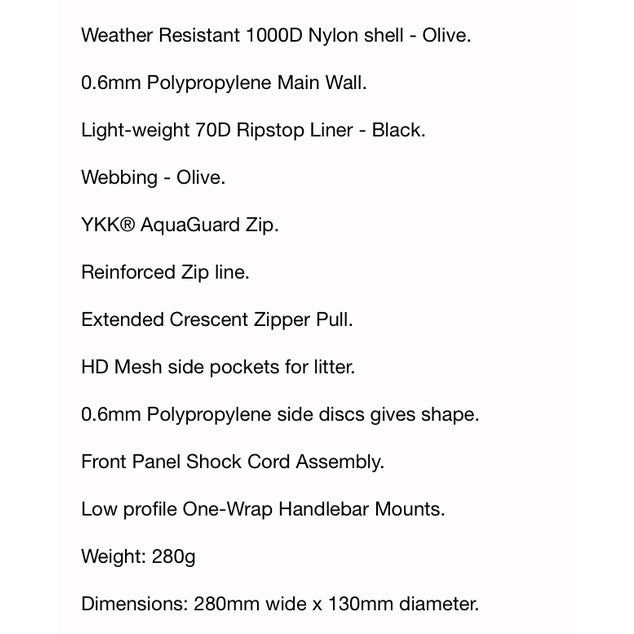 Skingrowsback LUNCHBOX Handlebar Bag Olive