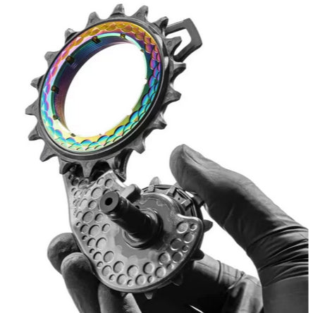 absoluteBLACK Hollowcage® Shimano 8150 Carbon Ceramic Oversized derailleur pulley cage - RAINBOW