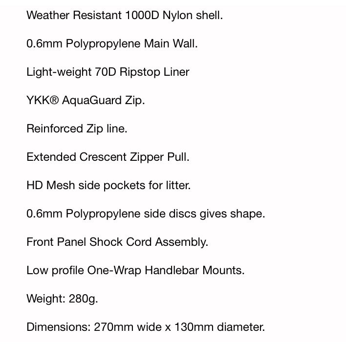 Skingrowsback LUNCHBOX Handlebar Bag Black