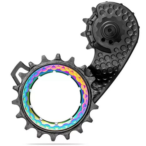 absoluteBLACK Hollowcage® Shimano 8150 Carbon Ceramic Oversized derailleur pulley cage - RAINBOW