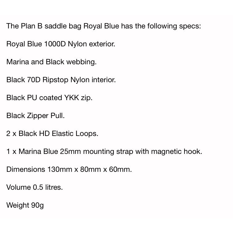 ﻿SKINGROWSBACK Plan B Saddle Bag Royal Blue