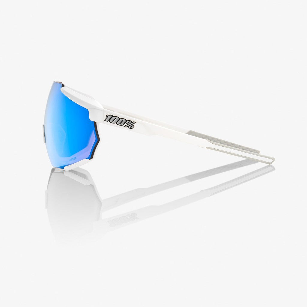 RIDE 100% RACETRAP Matte White HiPER Blue Multilayer Mirror Lens