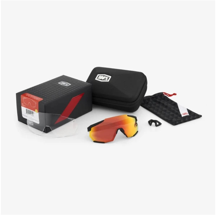 RIDE 100% RACETRAP Soft Tact Black HiPER Red Multilayer Mirror Lens