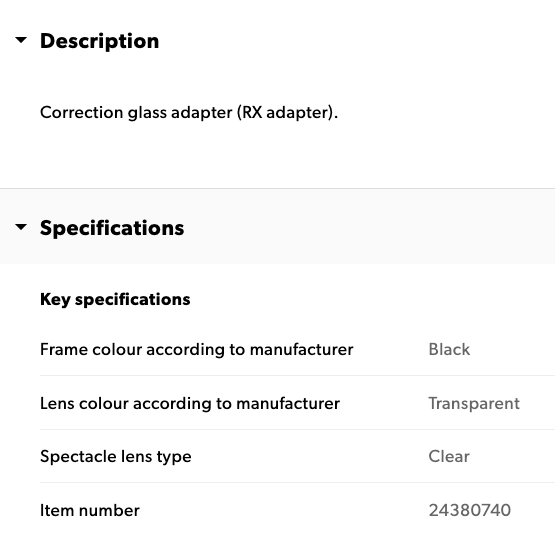 REACT CORRECTIVE LENS ADAPTER - RX ADAPTER