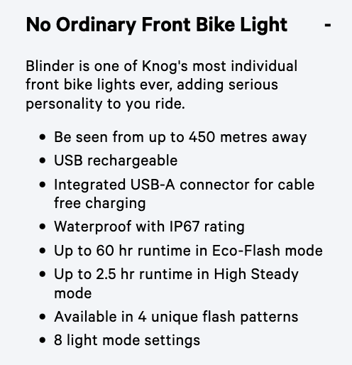 KNOG Blinder Front Bike Light