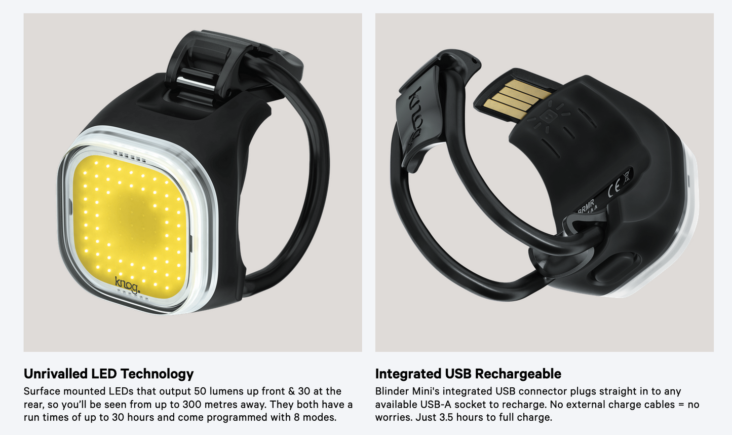 KNOG Blinder Mini SQUARE Bike Light Twinpack