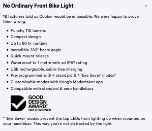 KNOG Lil Cobber Front Bike Light