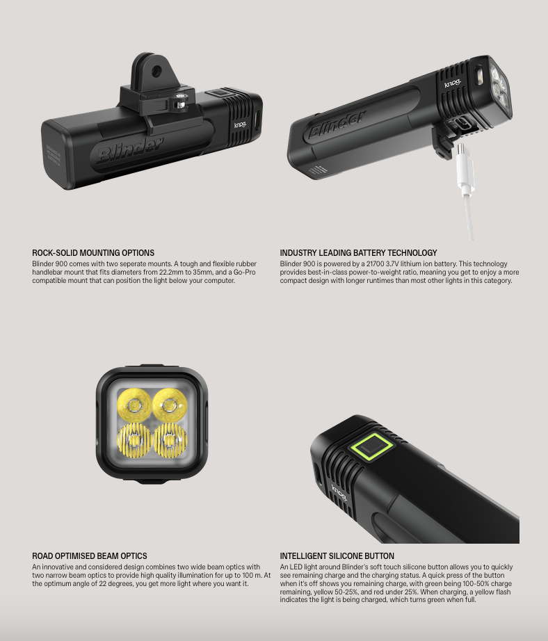 KNOG Blinder 900 & Blinder Square Rear Bike Light Set