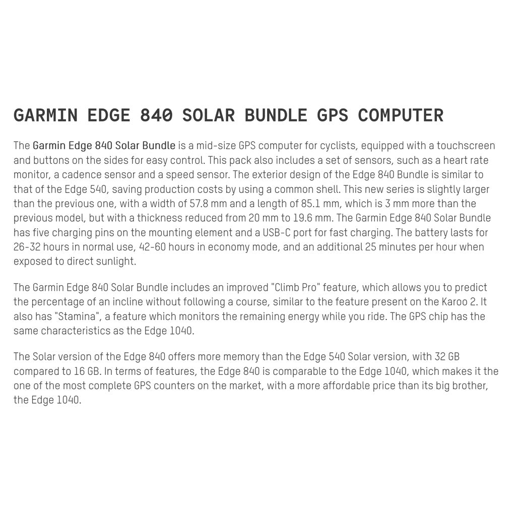 Garmin Edge 840 Solar GPS Computer